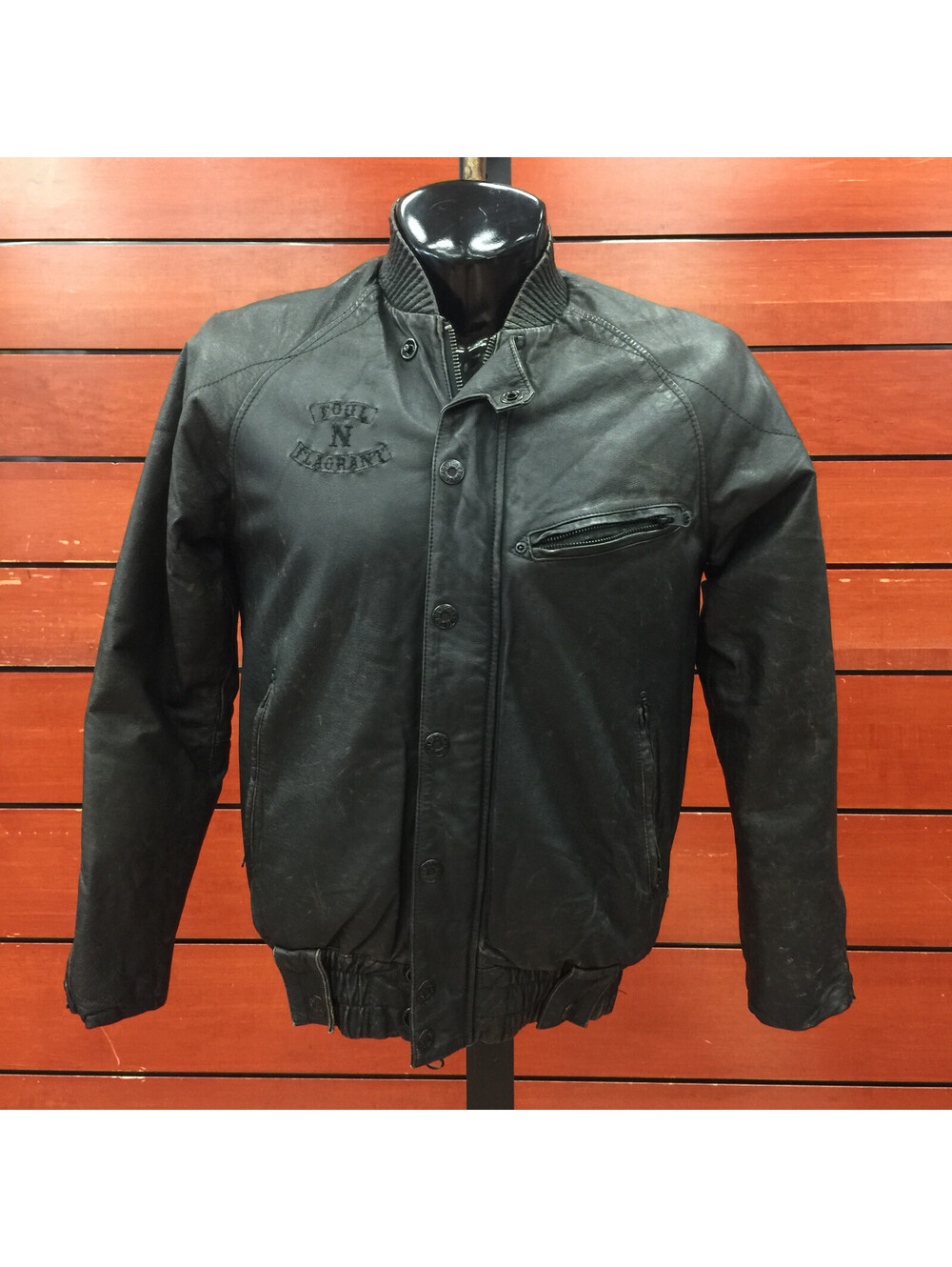 Men's Black Vintage Crooks & Castle Leather Jacket